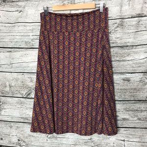 LuLaRoe Azure Womens Orange Blue Yellow Mandala Stretch Skirt Sz Large